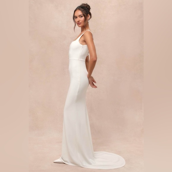 LULU’S Regal Classic White Sleeveless Twist-Back Maxi Dress - Picture 2 of 5
